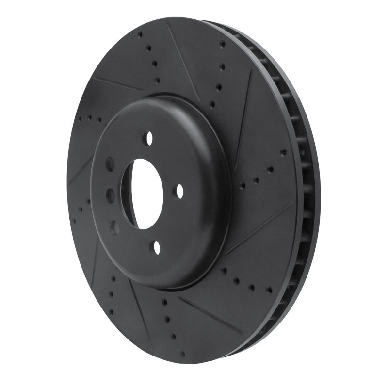 BMW 550I GT Brake Rotor (1) - Right Front - R1 Concepts - Drilled & Slotted - Black - `09-`17